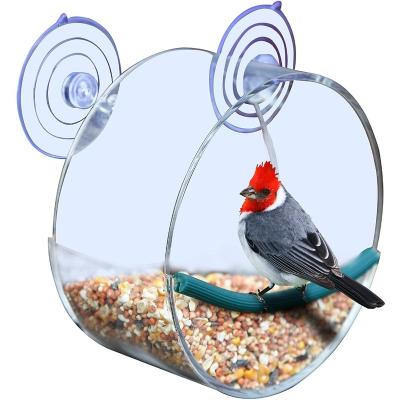 China Fashion Viable Acrylic Watch Wild Birds Up Narrow Round Window Bird Feeder For Bird Lovers And Fun Summer Activity For Kids As Great Gift for sale