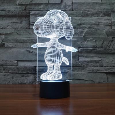 China Modern Snoopy 3D Lamp Night Light Touch Table Desk Lamps, 7 Color Changing Lights with Flat & Acrylic ABS Base & USB Charger for sale