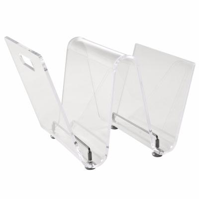 China Displaying Merchandise W-Shaped Acrylic Magazine/Journal/Pamphlet Holder, Lucite Book Holder - Clear for sale