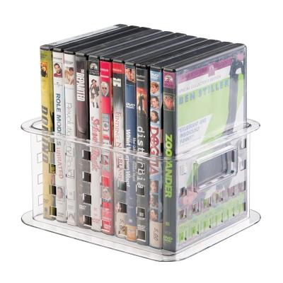 China Clear Acrylic Stackable CD Holder Household Small Storage Bin for DVDs, PS4 and Xbox Video Games for sale