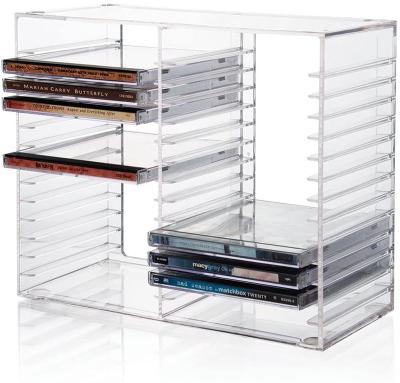 China Large Capacity Factory Customized Storage Organizer Acrylic Book CD Holder Clear Plastic DVD CD Standard Jewelry Boxes With Slot for sale