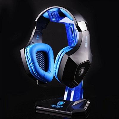 China 2018 Sales E-sports Game Cradle Bracket Acrylic Hot Blue Earphone Head-Mounted Stand Display Rack for sale