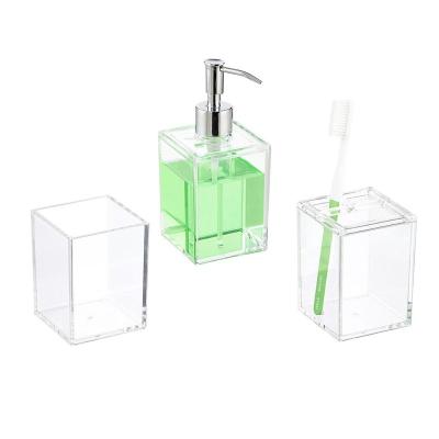 China Hot Sale Sustainable Beautiful Countertops Transparent Clear Acrylic Bathroom Set Organizer for sale