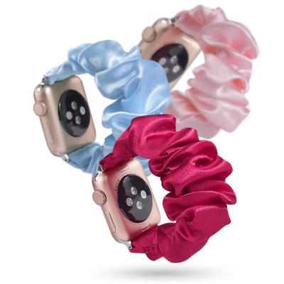 China New Arrival Solid Color Scrunchie Watch Band Durable Elastic Strap For Apple Watch Band 38mm 40mm 42mm 44mm for sale