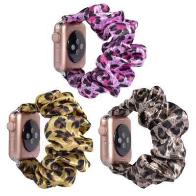 China Light custom shows crack! crack! Elastic Wristband Silk Scrunchie Watch Band For Apple Watch Bands for sale