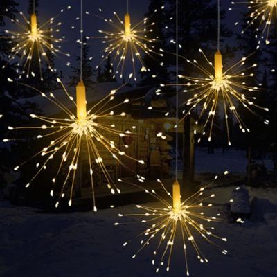 China Christmas Romantic Gorgeous Wedding Bedroom Led Firework String Light Controller Chandelier Copper Wire Fairy Garland Lights for sale