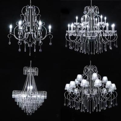 China Simplicity Modern European Style Iron Chandelier Electroplating Crystal Wedding Props Crystal Chandelier for sale