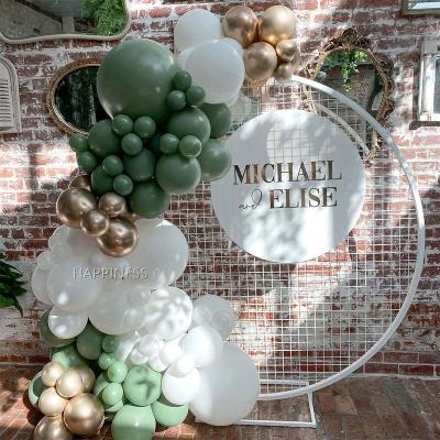 China Beautiful Retro Colorful Green Balloon Arch Kit Pea-Green Chrome Gold Balloon Garland Balloon Arch for Baby Shower Birthday Party Ballon De Decor for sale