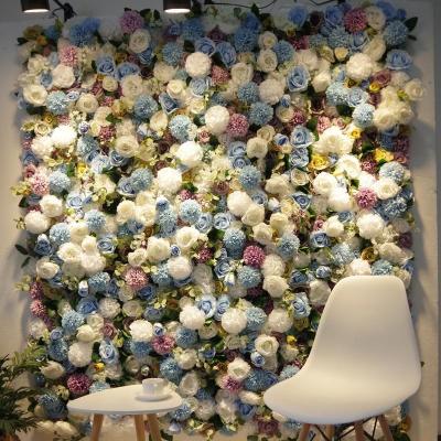 China Decorative Artificial Flower Wall Indoor Flower Wall Placing Indoor and Outdoor Wedding Rose Silk Flower for sale