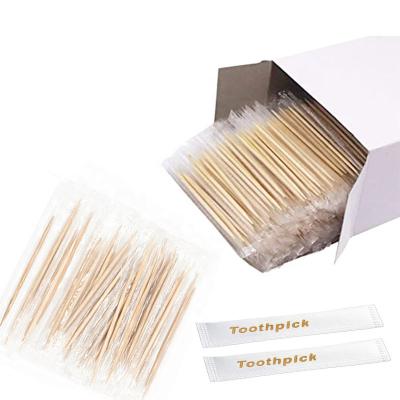 China Disposable Natural Bamboo Wooden Toothpicks 1.8mm Cocktail Toothpicks Individual Cello Wrap for sale