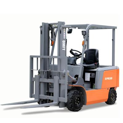 China 3000kg Electric Forklift Truck Battery Forklift with 3m 3000mm Duplex and Free Lift for sale