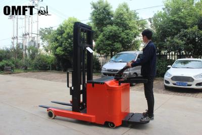 China Steel PU Warehouse Equipment Battery Reach Truck with Stand Drive and Auto Electrico for sale