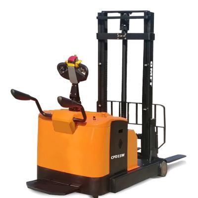 China 1850mm 1.5T Equipamento de Armazém Elétrico Palet Stacker hidráulico Palet Truck 4 rodas à venda