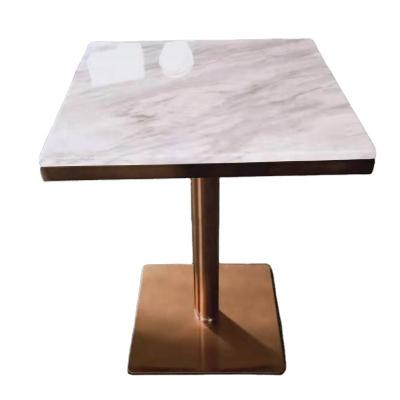 China Modern Light Luxury Marble Square Furniture Restaurant Cafe Restaurant Gold Top Dining Table for sale