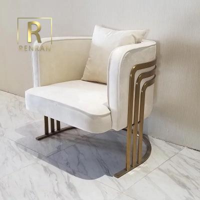 China Living room metal frame brass velvet latest modern luxury modern furniture design dining armchair leisure chairs for sale