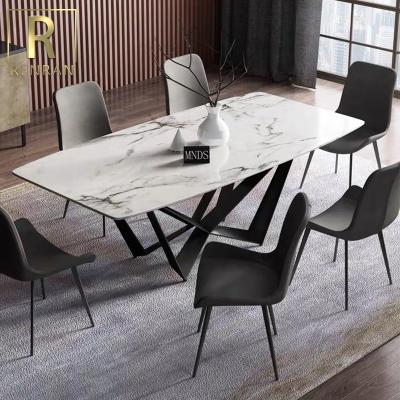 China Modern Italian Style Marble Top Dining Room Furniture Dining Table Set 6 Chairs for sale