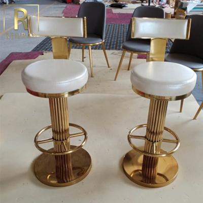 China Contemporary Popular Design Commercial Furniture Stainless Steel Metal Gold Bar Chairs for sale