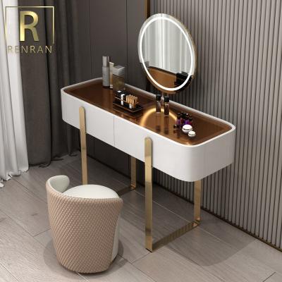 China Girls Designs Modern Makeup Table Hideaway Dressing Table With Lights Around Mirror for sale