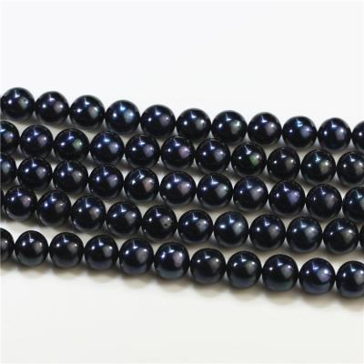 China Perfect Decoration 8mm Full Round Real Freshwater Cultured Pearl Strand Pearl Strand Black Freshwater Pearl String for sale