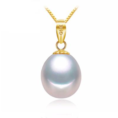 China CLASSIC Simple 18K Solid Gold Real Natural Cultured Freshwater Pearl Necklace Pendant Design for sale