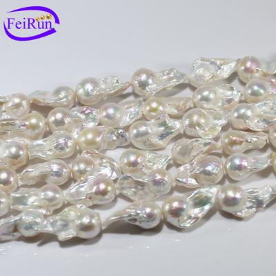 China Decoration 15-16x20-30mm AA+ Real Natural Freshwater Fireball Large Nucleated Freshwater Baroque Pearl Loose Strand for sale