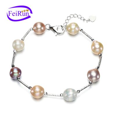 China Other Feirun 9-10mm AA+ Mixed Color Baroque Natural Freshwater Pearl Bracelet For Women for sale