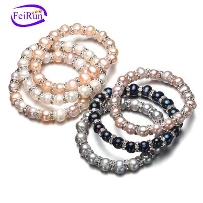 China Other Feirun Potato Wholesale New Product 9mm A Shape 925 Sterling Silver Freshwater Pearl Bracelets For Women for sale