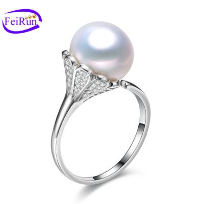 China FEIRUN Cute 10-11mm Near Round Ring 925 Sterling Silver Natural Pearl Ring for sale