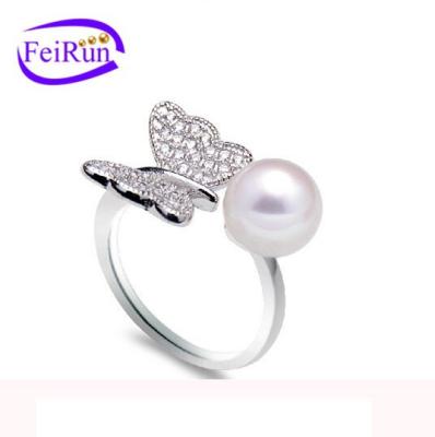 China Other 7.5-8mm Beautiful Round 3A Butterfly Pearl Natural Freshwater Ring for sale