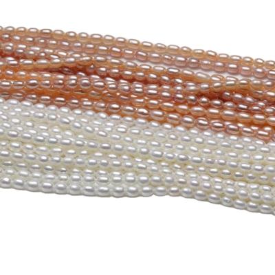 China Other Very Good Quality Strong Rice 3-4mm Grade 3A Freshwater Luster Pearl Strand for sale