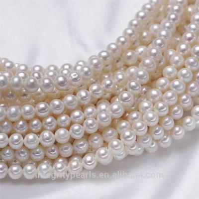 China Other 6mm AA Off Semi White Round Round Real Pearl Strand Freshwater Cultured Pearl for sale