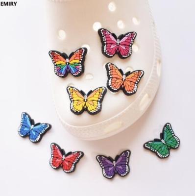 China Hot Selling Soft Detachable Decorative Shoe Strap Cartoon Butterfly Buckle Strap Durable Goods PVC Colorful Shoe Strap Rubber Charms for sale