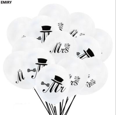 China New Style Inch Latex Balloon Mr. Mrs. Logo Balloon Valentine's Day White Round Wedding Party Decorative Latex Balloon Durable Wholesale Goods 10 for sale