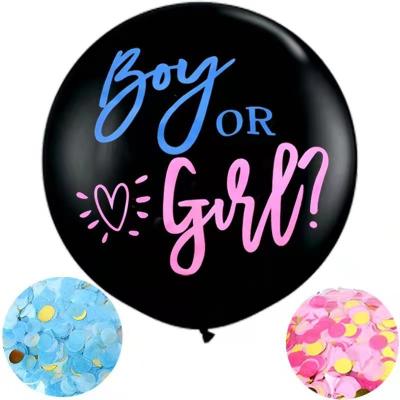 China Gift Toy Decorations Gift Toy Decorations for Baby Shower 36 Inch 90cm Gender Reveal Black Balloons Large Circular Jumbo Latex Helium Boy or Girl Confetti Balloons for sale