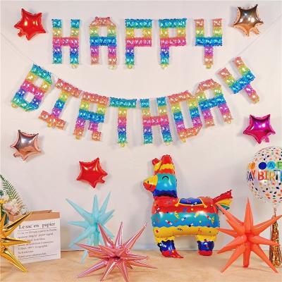 China New Design Birthday Frame Crystal Letter Square Backdrop 2022 Birthday Party Decorations 16 Inch Happy Birthday Balloon Set for sale