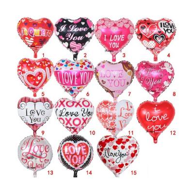 China Hot Sale Gift Toy Wedding Party Decoration Helium Foil Balloons 2019 Valentine's Day Printed I Love You Heart Foil Balloons for sale