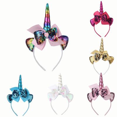 China Party New Arrive Party Glitter Ear Supplies and Bow Unicorn Headband Child Birthday Party Halloween Decoration for sale