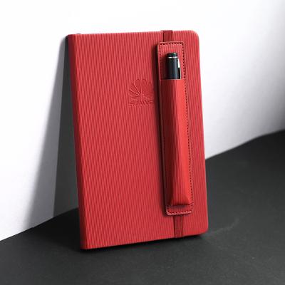 China A5 Hardcover Printed Customized Logo PU Journal Leather Hardcover Notebook with Pen for sale