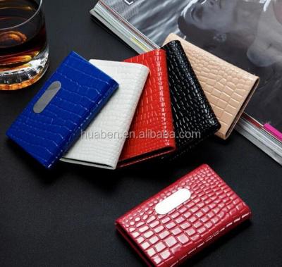 China Luxury Europe Crocodile Grain PU Leather Card Holder With Laser Logo On Metal for sale