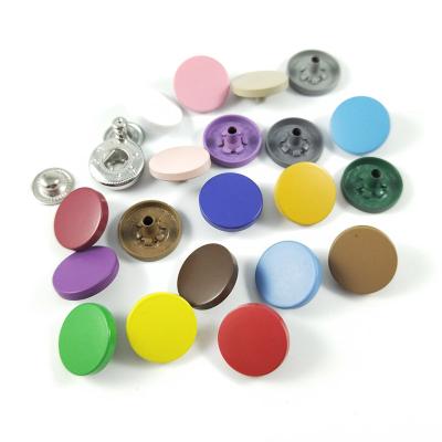 China High Quality Matte Printed Garment Accessories Round Washable Custom Button Decoratives 4 Part Spring Metal Snap For Clothes for sale