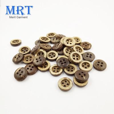 China 11.5mm washable regular 4 holes natural coconut shell button for shirt, nickel free black shirt buttons for sale