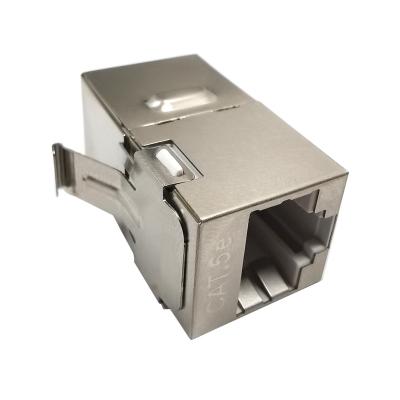 China Silver RJ45 Shielded Trapezoidal Jack Cat 5e Shielded Integrated Modular Coupler With Latch for sale