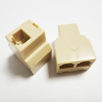 China Ivory Telephone 6P4C RJ11 Outlet Connector Ethernet RJ11 Splitter for sale