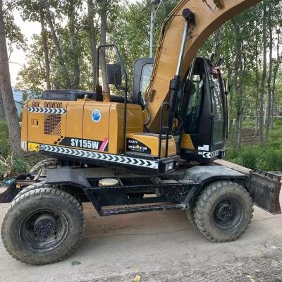 China Excavadora de rodas SANY 155W com cilindro hidráulico original e motor ISUZU à venda