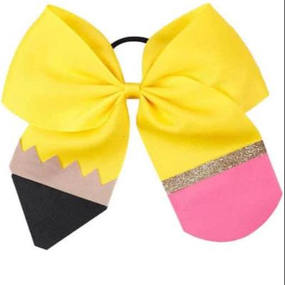 China Yellow Ponytail Bracket School Hair Tie Pencil Hair Bow Bow BBG28 for sale