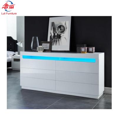 China Luxury Modern Wholesale Wooden Drawers Chest With Led Light for sale