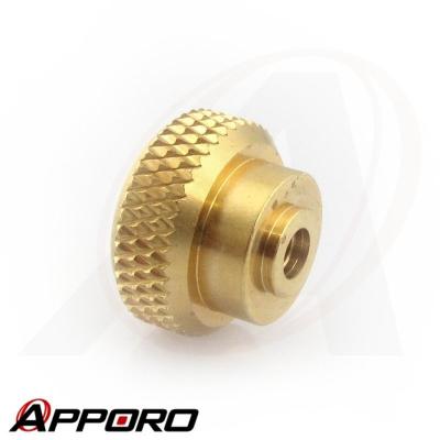 China APPORO Part Maker Easy Cut Brass CNC Lathe Knurled Knurled Knob Nut Rotating Cap for sale