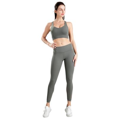 China 2021 Breathable Custom Workout 2 Pieces Sports Fitness Gym High Waisted Sports Bra Leggings Womens Clothing Yoga Sportswear Sets for sale