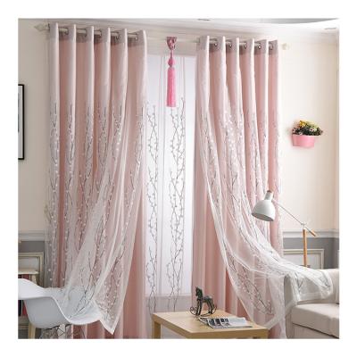 China Sound Proof Blackout Pink Round Dot Tree Curtains For Living Room for sale