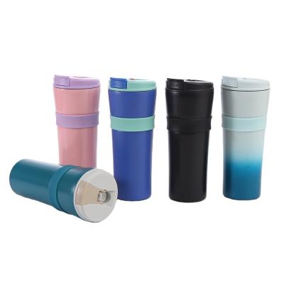 China Customized Business Silicone Ring Insulation Cup Car Portable Coffee Mug Drinking Bottle Collision Stainless Creative Color for sale